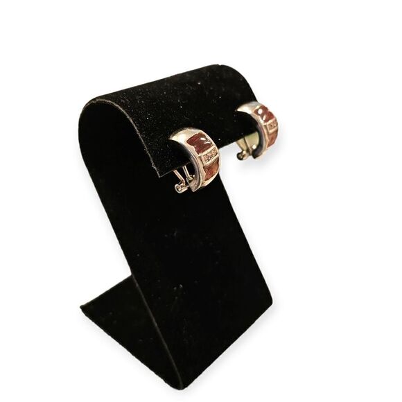 Vintage Mystique Crystal Amber Essense Silver-tone Huggie Hoop Earrings - Picture 2 of 10